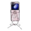 Para Samsung ZFlip5 Funda de Teléfono Móvil Patrón de Lichi Pulsera de Corazón Zflip4 Plegable Patrón de Cuero Carcasa Protectora Zflip3