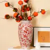 Vaso Cerâmico Estilo Chinês com Borboletas Vermelhas, Recipiente para Arranjo de Flores Multiespecificação, Conjunto de Potes de Armazenamento, Peça de Decoração para Entrada de Sala de Estar