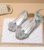 Zapatos de Princesa de Verano para Niñas con Lazos Tacones Altos para Niñas Pequeñas Suelas Suaves Rosa Pasarela Infantil Sandalias de Punta Cerrada