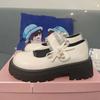 Zapatos Mary Jane de Cuero Versátiles con Lazo de Perlas para Mujer 2025 Primavera/Verano Nuevos Zapatos de Cuero Retro de Suela Gruesa Estilo Francés para Mujer
