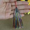 Nuevos accesorios DIY de alta calidad borla de rayón Xizang aleación de plata tapa de boca de pez borla capuchón plano Xiangyun oreja colgante