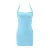Vestido Dulce de Calle Estilo Ins Color Sólido Color Puro Corte Limpio Ajustado Sexy Escote Bajo Nicho