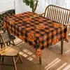 Nova toalha de mesa de Halloween transfronteiriça, poliéster estilo gótico escuro com estampas de abóbora e corvo, toalha de mesa para festa de feriado