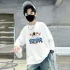 Camiseta de manga larga para niño, ropa infantil de primavera y otoño, nuevo modelo 2026, camiseta básica de algodón puro para niños mayores, top de cuello redondo, moderno