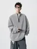 Sudadera fina de estilo americano deconstruida con media cremallera para hombre, talla grande, elegante y genial, chaqueta tipo pullover, marca de tendencia de invierno, ropa de hombre de alta gama