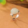Anillo de apertura con seis palabras verdaderas de un ciervo, plata de ley S990, bañado en plata, jade hetiano, estilo chino, retro, amarillo, dios de la riqueza.