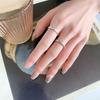 Anillo abierto de superficie cóncava y convexa con patrón de piedra estilo Ins, temperamento de nicho, chapado en 925, textura de papel de estaño, anillo fino irregular, venta al por mayor