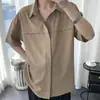 Camisa de manga corta de color liso para hombre, camisa casual de manga corta para jóvenes 2021, ropa de verano Ruan guapa, top de manga corta