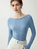 Suéter Minimalista de Punto Fino 100% Lana de Hombro Único para Mujer, Ajuste Delgado, Delgado, Capa Interior Transparente, Tejido, Otoño/Invierno 2026