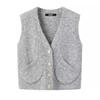 Fábrica de Malhas Dalong Cardigan de Tricô com Gola V Francesa Colete Curto Camada de Outono para Mulheres