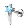 Brincos de Titânio F136 Estrela de Cinco Pontas Zircônia Meteoro Piercing Labial Corpo de Liga de Titânio G23 Joias para Piercing Orelha Cartilagem Studs Piercing de Nariz