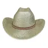 Chapéu de Cowboy Ocidental com Lantejoulas Novo Europeu e Americano Chapéu de Coco para Palco Festa Homens e Mulheres Aba Larga Chapéu de Jazz Dourado Prata Tendência