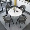 Mesa y Sillas de Reunión de Lujo Nórdico para Oficinas de Ventas, Mesa de Comedor Minimalista Moderna para Tienda de Té con Leche, Mesa Redonda Pequeña para Apartamento para Uso Doméstico