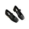 Sapatos Mary Jane retrô estilo francês para mulheres, nova coleção outono 2025, bico quadrado baixo, salto médio grosso, adequados para combinar com saias