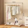 Cabideiro de chão e suporte para casacos para uso doméstico, adequado para quarto, móvel, cor creme, para varanda, cabide simples vertical para dormitório