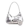 Estilo Coreano ins Bolso Cruzado Nuevo con Textura Sentido de Alta Gama Bolso de Hombro Plateado Brillante Estilo Occidental de Moda Bolso de Axila de Celebridad de Internet