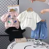 Traje de Verano para Niños 2025, Traje Casual de Dos Piezas de Manga Corta para Bebé Tallas Pequeña y Mediana, Traje Nuevo Guapo para Niños