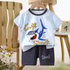 Traje de Manga Corta para Niños Niños, Camiseta de Algodón de Verano para Niños, Ropa para Bebés Niños, Estilo Coreano Transpirable para Niños Pequeños Niñas