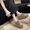 Pantuflas peludas de suela gruesa para mujer, moda versátil otoño e invierno 2026, pantuflas de algodón peludas tipo slip-on de celebridad de internet para el hogar