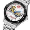 Reloj mecánico automático casual para hombre FORSINING fusini con correa de acero, fondo transparente hueco, reloj de motocicleta 897