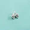 Accesorio de plata pura S999, colgante de flor pequeña de cinco pétalos de plata lisa, pentagrama, lazo, colgante de pez pequeño, charm para pulsera