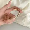 Pulsera Rombo Circonita Oro Rosa Exquisita de Lujo Ligero de Moda Simple para Mujer Personalidad Versátil Diaria Joyería de Mano de Nicho