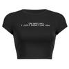 Ins de Verano Europeo y Americano 2025 Nuevo Suéter de Cuello Redondo Manga Corta Estampado de Letras que Muestra el Ombligo Tops Europeos y Americanos Camiseta