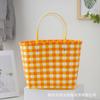 Mão-tecido plástico tecido bolsa de viagem das mulheres plástico tecido saco de mão presente plástico tecido pequeno saco quadrado handmade saco de praia handmade