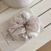 Elástico de Cabelo Meia Malha Color-Blocking Listrado Preto e Branco com Bolinhas, Estilo Coreano, Suave e Elegante, Versátil para Coque