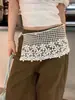 Falda de Encaje con Capas Florales Huecas con Cordones Combinada con Pantalones de Mezclilla, Moda de Verano Delgada Decorativa Adelgazante Media Falda para Mujer