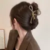 Para cabelos grossos, presilha de tubarão acrílica da moda, presilha de cabelo francesa fofa em formato de coração, presilha de garra com laço elegante para mulheres