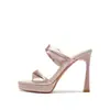 Sandalias de Tacón Alto con Plataforma Impermeables, Tacón Fino de Satén para Mujer 2026 Nuevo Estilo de Verano, Punta Redonda, Punta Abierta, Zapatos de Mujer