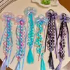 Faixa de Cabelo com Trança e Laço Doce e Legal para Meninas Pequenas, Corda de Cabelo Trançada em Degradê com Sino, Acessório de Cabelo Trançado para Meninas