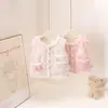 Chaleco de Color Sólido con Bolsillo en Forma de Corazón y Lazo para Niñas, Estilo Regular, Espesor para Bebés y Niños, Chaleco para Niñas