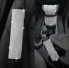 E-commerce transfronteiriço interior do carro diamante completo incrustado diamante capa de freio de mão capa de câmbio conjunto de almofada de ombro para cinto de segurança decoração de câmbio