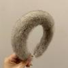 Diadema de felpa imitación visón Maillard retro con esponja, diadema alta para calavera de otoño e invierno, pasador ancho de alta calidad