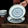 Prato de Cerâmica Louça Doméstica Azul e Branco Prato de Porcelana sob Esmalte Prato para Frutas Prato Fundo Disco Prato de Sopa para Micro-ondas