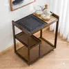 Mesa de centro para el hogar mesa de té pequeña mesa de té móvil de bambú carrito de té sala de estar balcón gabinete de té para hervir agua estante de almacenamiento para juego de té