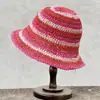 Chapéu de Palha Trançado Arco-Íris Vazado de Verão, Chapéu de Sol Tendência para Férias na Praia, Chapéu Artesanal de Crochê, Chapéu de Pescador Estilo Ins para Mulheres
