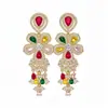 Pendientes de Borla de Flor de Lazo de Piedra Preciosa Arcoíris del Jardín de Monet Pendientes Chapados en Oro Real de 18K Pendientes de Alta Gama