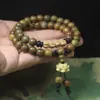 Pulsera de Sandalia Verde de 8 mm con Doble Círculo, Cuenta de Loto Buda, Pulsera de Semilla de Pasión, Estilo Bosque Zen, Regalo, Venta al por Mayor
