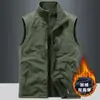 Colete Reversível Esportivo Masculino de Tamanho Grande para Uso Externo, Colete com Forro de Fleece, Colete de Outono e Inverno