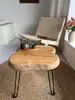 Mesa de Centro Plegable de Madera Maciza, Mesa Pequeña Simple para Balcón Exterior, Mesa Baja Tatami para Sala de Estar, Mesa de Centro para Balcón
