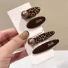 Presilha de Cabelo Cor de Chocolate com Estampa de Leopardo 2026, Presilha Lateral para Mechas Estilo Coreano, Pente de Cabelo Elegante e de Alta Qualidade