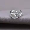 Anillo de plata de ley s925 vintage tallado suerte grande Ji zachilam simple elegante moda todo-partido dios de la riqueza anillo