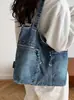 Bolso de Hombro Ins Retro Estilo Coreano de Mezclilla de Gama Alta con Múltiples Bolsillos, Ligero, Multifuncional, Llamativo, Gran Capacidad