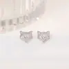 Pendientes de Plata de Ley S925, Lindos Pendientes de Zorro con Diamantes, Accesorios de Moda Coreana, Joyería para Mujer, Pendientes Versátiles