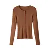 Ropa de mujer al por mayor transfronteriza 2026 AliExpress más vendido de moda casual suéter de punto con mangas largas, cuello redondo, ribete de bloques de color