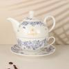 Juego de Té de Cerámica de Comercio Exterior con Filtro Resistente a Altas Temperaturas Flor Saludable Tetera Tetera para Suegra Se Puede Añadir con Logo Separación de Agua y Té