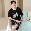 Tienda Física Venta al por Mayor Pijama de Algodón Puro de Manga Corta para Mujer, Nuevo Estilo de Verano para Hombre, Diseño de Dibujos Animados, Se Puede Usar Afuera, Ropa de Casa para Parejas